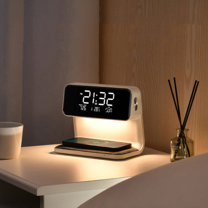 3-in-1 Bedside Lamp & LCD Alarm Clock