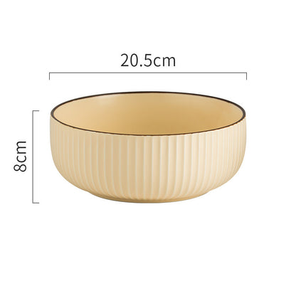 Dinner Retro Striped Household Tableware Dessert Bowl