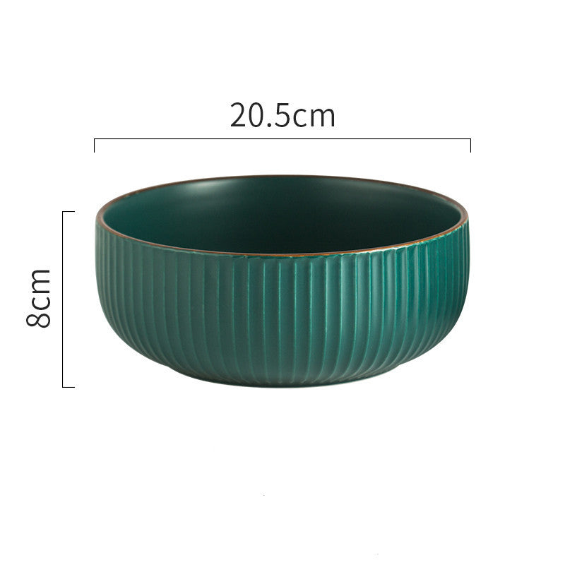 Dinner Retro Striped Household Tableware Dessert Bowl