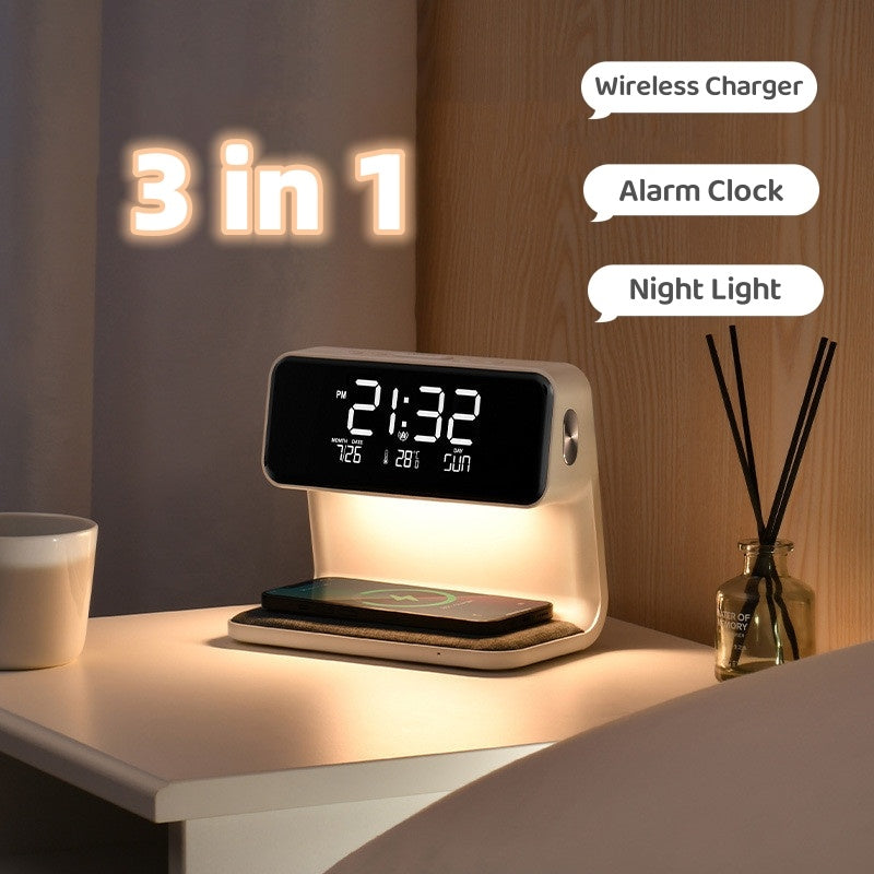 3-in-1 Bedside Lamp & LCD Alarm Clock