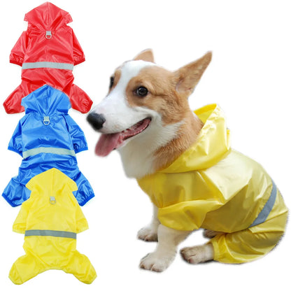 Pet Dog Waterproof Raincoat Jumpsuit Reflective Rain Coat Sunscreen Dog Outdoor Clothes Jacket for Small Dog Pet Supplies