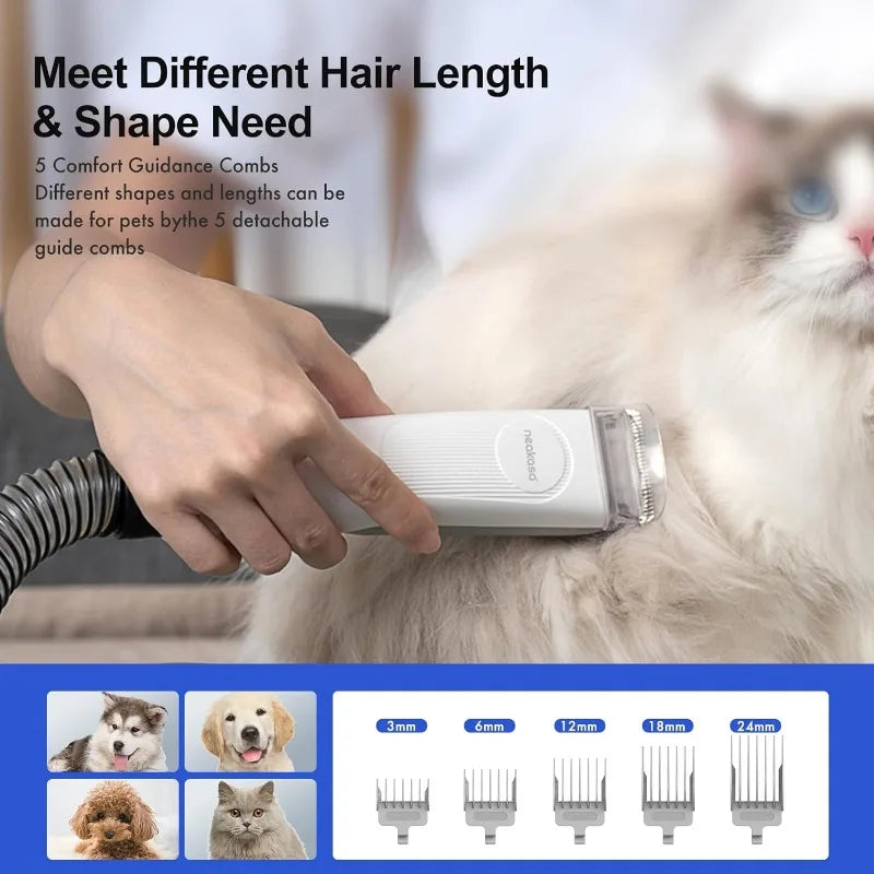 by neabot P1 Pro Pet Grooming Vacuum Suction 99% Pet Hair, Dog Grooming Kit with 5 Professional Grooming Shedding Tools