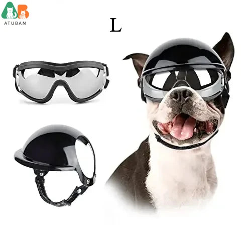 Dog Sunglasses Pet Helmet Set with Dog Goggles,Dust Wind UV Protection Dog Glasses Dog Helmet and Goggles Dog Motorcycle Helmet