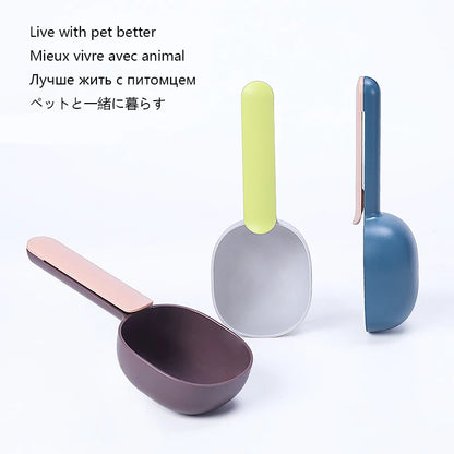 Dog Food Scoop Multifunctional Pet Feeding Spoon with Sealing Clip Grade Plastic Cat Food Dedicated Measuring Spoon