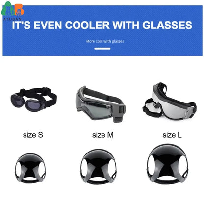 Dog Sunglasses Pet Helmet Set with Dog Goggles,Dust Wind UV Protection Dog Glasses Dog Helmet and Goggles Dog Motorcycle Helmet