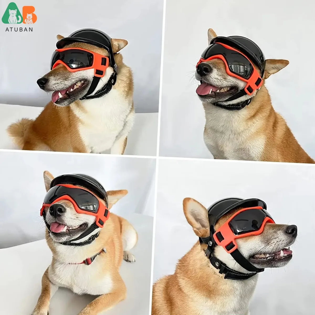 Dog Sunglasses Pet Helmet Set with Dog Goggles,Dust Wind UV Protection Dog Glasses Dog Helmet and Goggles Dog Motorcycle Helmet