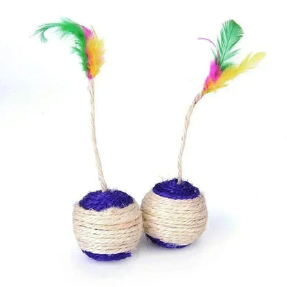 1PC Pet Toys Sisal Scratching Ball Training Interactive Toy for Kitten Pet Supplies Feather Toy Cat Toys Interactive