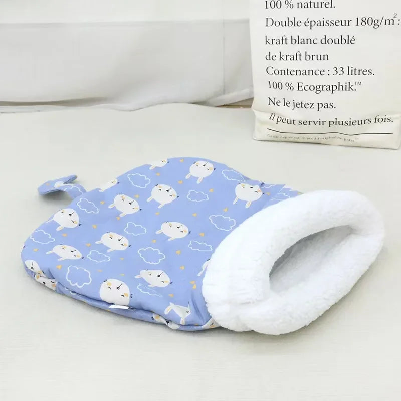 Self Warming Cat Bed, Soft Plush Cat Winter Sleeping Bag, Cat Sleeping Bag for Indoor Cats, Cute Pet Small Puppy Cat Nest Bed