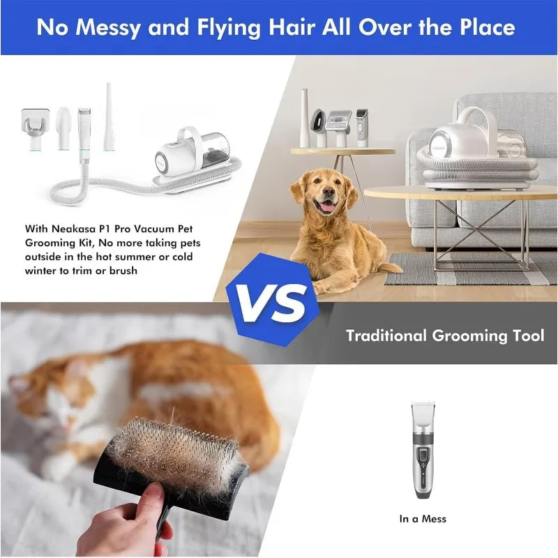 by neabot P1 Pro Pet Grooming Vacuum Suction 99% Pet Hair, Dog Grooming Kit with 5 Professional Grooming Shedding Tools