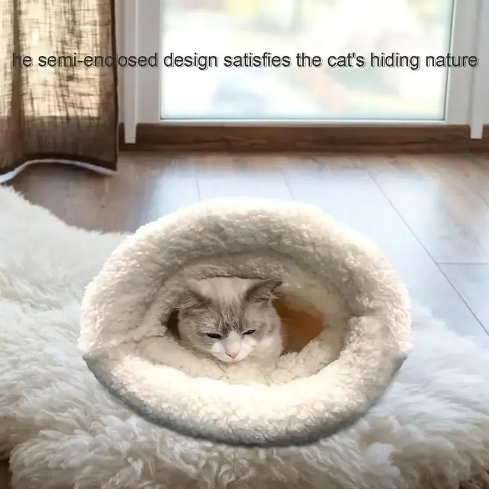 Self Warming Cat Bed, Soft Plush Cat Winter Sleeping Bag, Cat Sleeping Bag for Indoor Cats, Cute Pet Small Puppy Cat Nest Bed