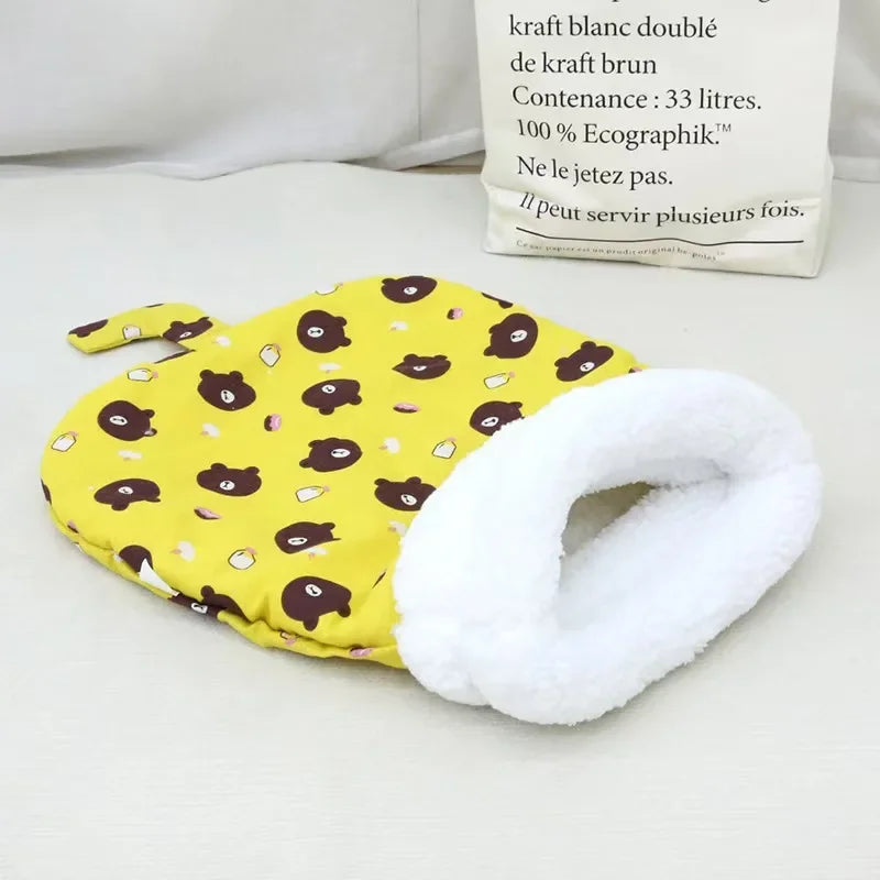 Self Warming Cat Bed, Soft Plush Cat Winter Sleeping Bag, Cat Sleeping Bag for Indoor Cats, Cute Pet Small Puppy Cat Nest Bed