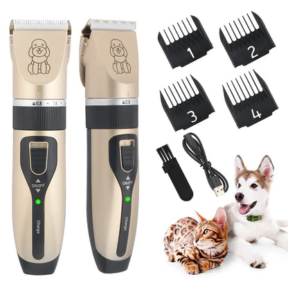 Cat Dog Electrical Professional Hair Clipper for Pets Silent Hair Cutter USB Rechargeable Pet Grooming Clipper Set.