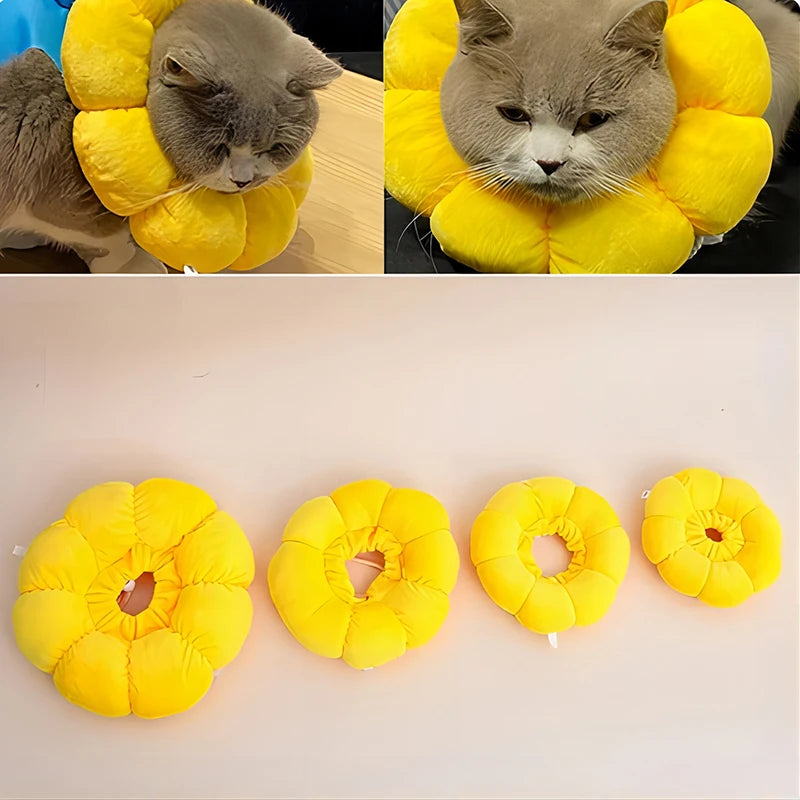 Pets Cats After Surgery Wound Protective Collar Cotton Soft Adjustable Elizabeth Collar Prevent Licking Of Hair Sunflower Collar