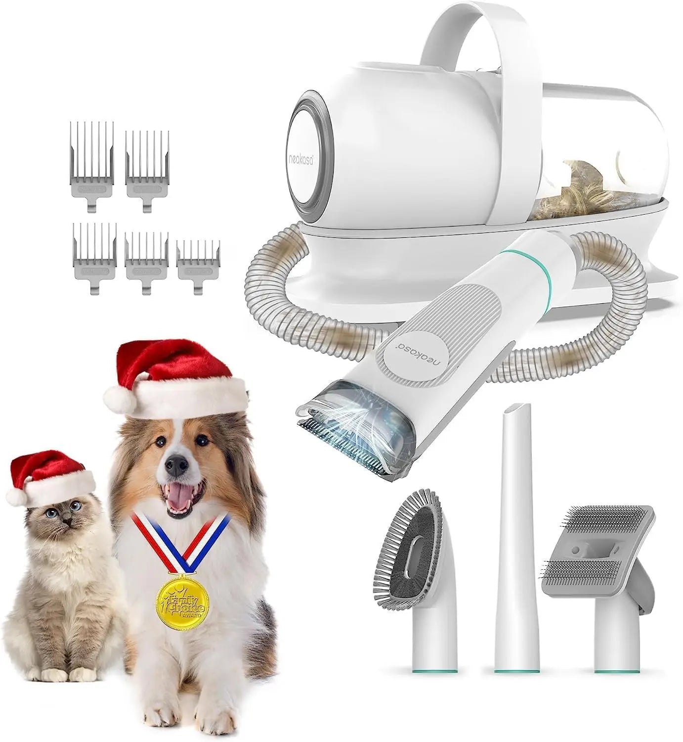 by neabot P1 Pro Pet Grooming Vacuum Suction 99% Pet Hair, Dog Grooming Kit with 5 Professional Grooming Shedding Tools