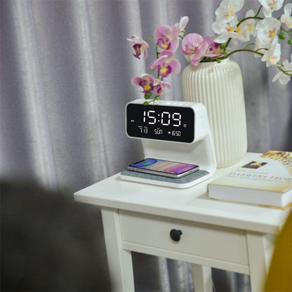 3-in-1 Bedside Lamp & LCD Alarm Clock